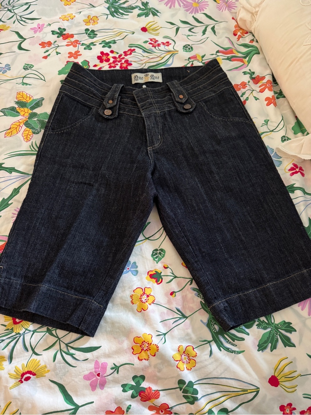 One One Dark Denim Bermuda Shorts for Women